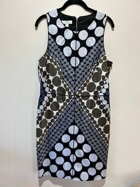 Ivy Blue dress white black geometric patterns size 10 office work zippered